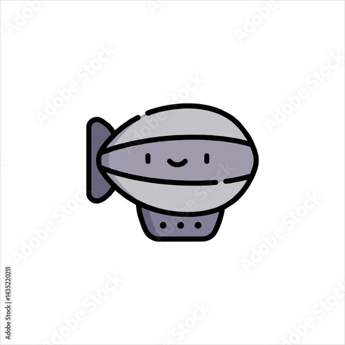 Smiling airship floats gently through the clouds on a bright sunny day, spreading joy and wonder with its cheerful presence.