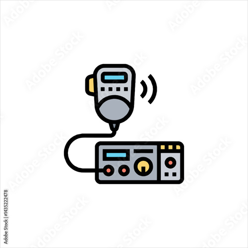 Amateur radio transceiver transmitting signal on white surface, showcasing communication technology and hobbyist equipment.