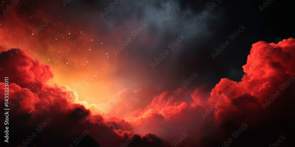 Naklejka premium Fiery Sunset Cloudscape in the Night Sky