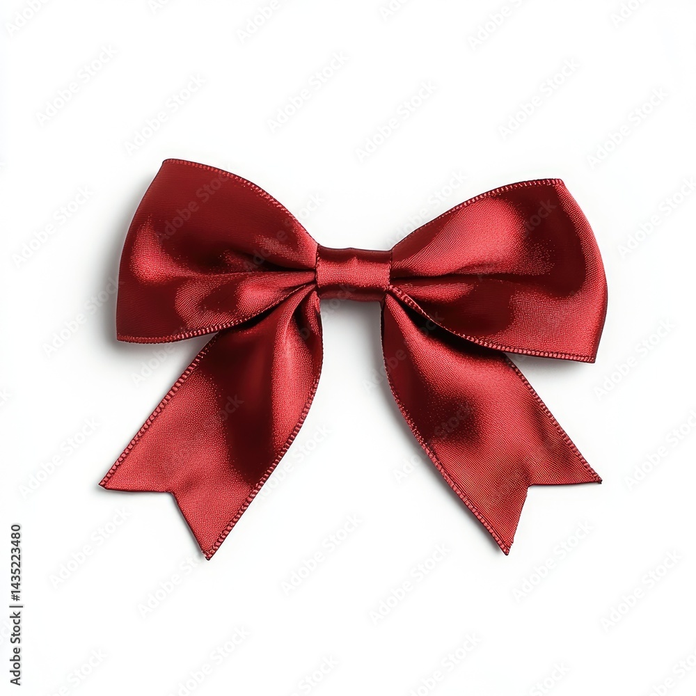 Red ribbon with a bow, isolated on a white background. Red gift ribbon, isolated on a white background. Red ribbon with a bow, isolated on a white background. Red gift ribbon, isolated on a white background.