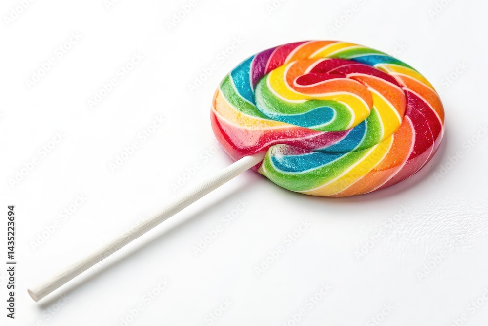 Colorful Lollipop on a White Background With Vibrant Swirls Generative AI Colorful Lollipop on a White Background With Vibrant Swirls Generative AI