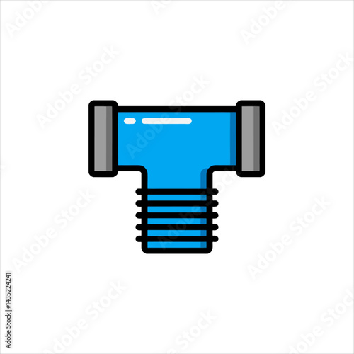 Blue pipe fitting connecting water lines in plumbing system for home repair and maintenance, symbolizing efficiency and reliability.