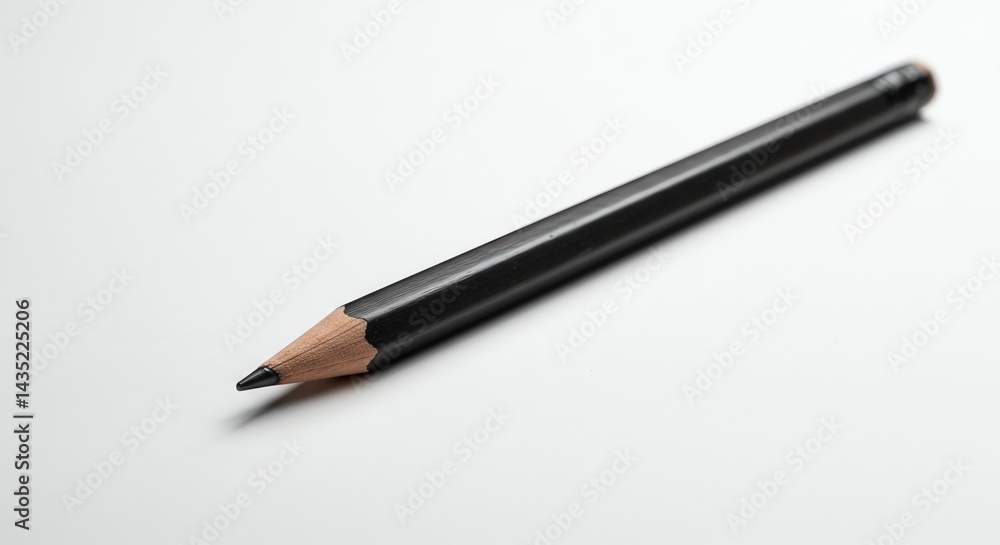 Black Pencil on White Surface Close-up for Drawing and Writing Black Pencil on White Surface Close-up for Drawing and Writing