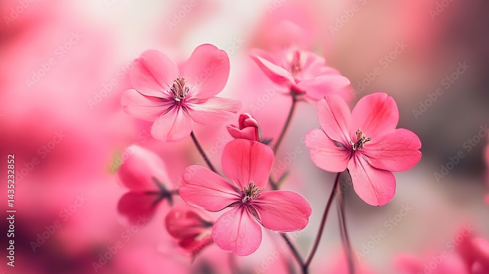Fototapeta premium Beautiful pink flowers blossom in springtime garden soft focus bloom petal fresh macro plant image