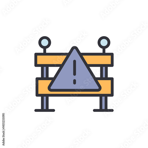 Maintenance barrier colored icons, minimalist vector illustration ,simple transparent graphic element .Isolated on white background