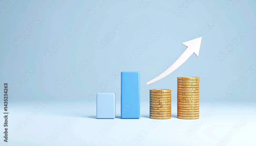 Stacks of coins with green plants symbolize financial growth and investment.