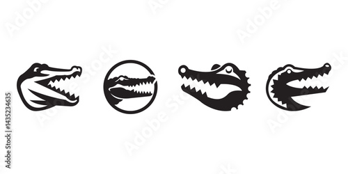 Silhouette vector of alligator head icons