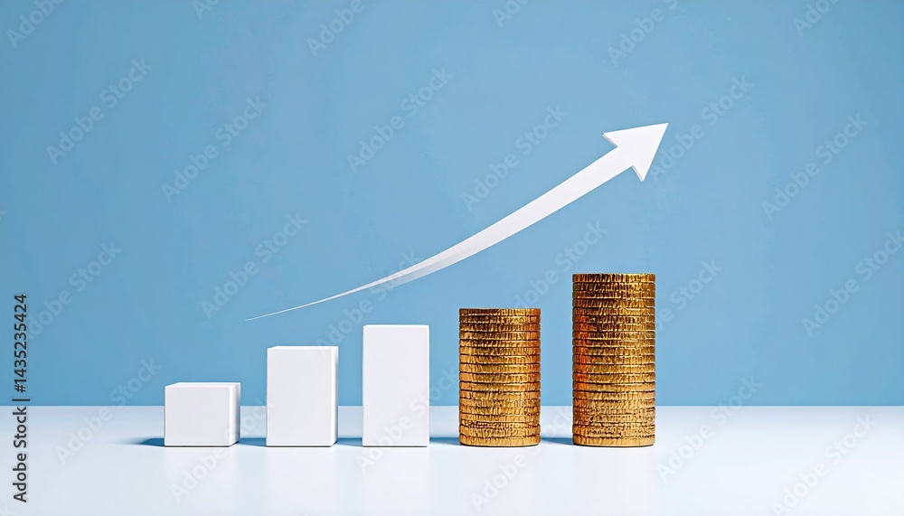 Stacks of coins with green plants symbolize financial growth and investment.