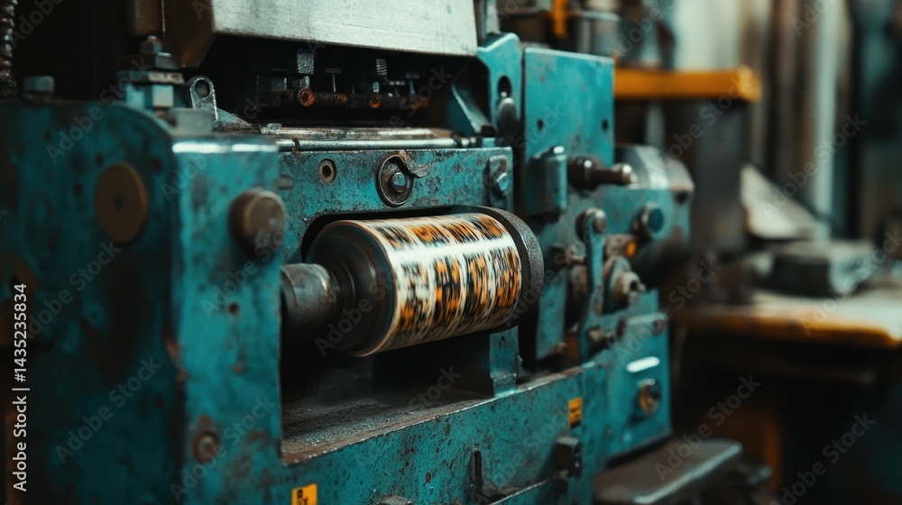 Industrial machine with a rolling cylinder Industrial machine with a rolling cylinder