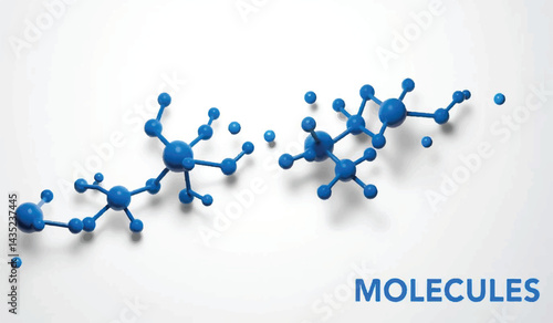 Blue Molecular Chains: Science & Chemistry Concepts Visualized

