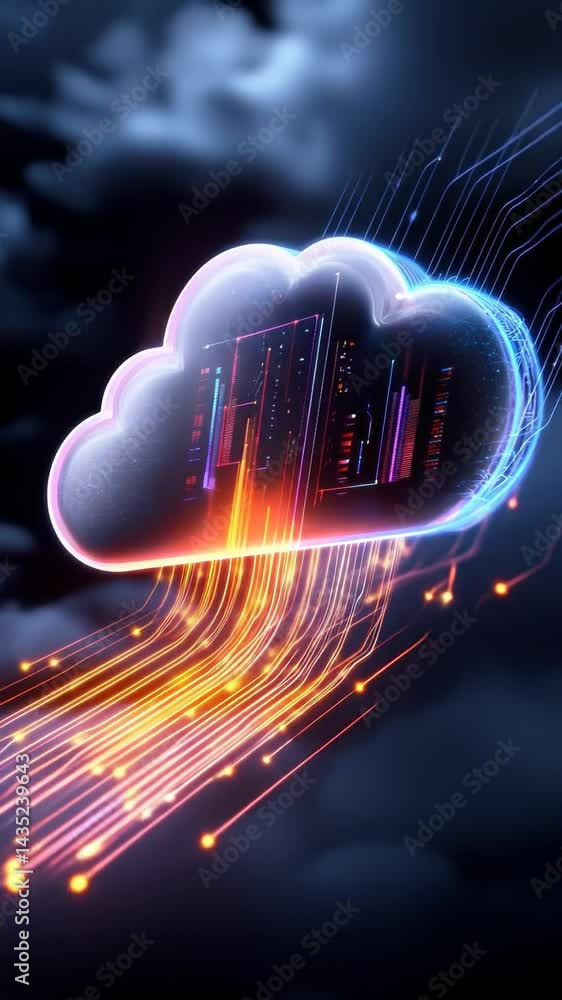 Glowing Cityscape Inside A Cloud Data Stream Glowing Cityscape Inside A Cloud Data Stream