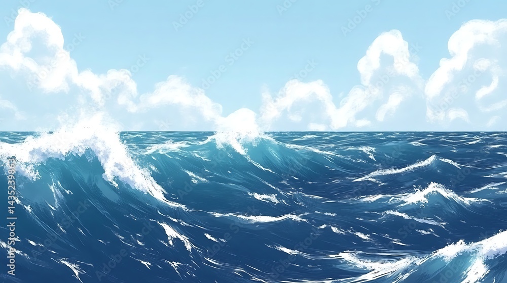 Ocean Waves with Sunny Sky, and Seascape. Ocean Waves with Sunny Sky, and Seascape.