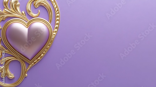 Purple Heart Gold Frame Background.