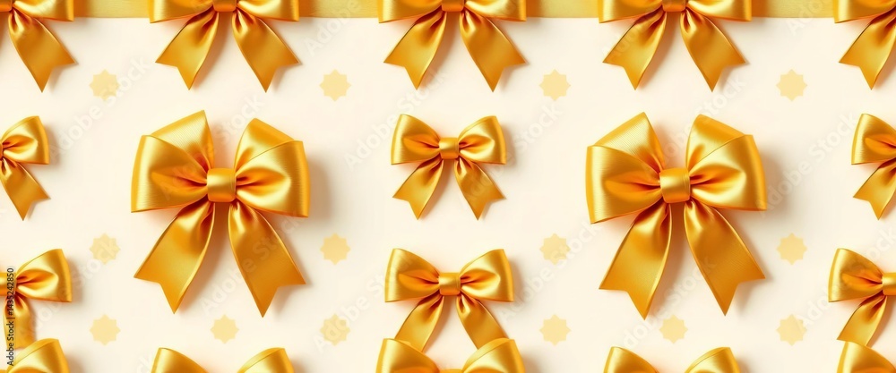 Elegant gold bows arranged in a charming seamless repeat pattern Perfect for festive backgrounds, holiday, luxury Elegant gold bows arranged in a charming seamless repeat pattern Perfect for festive backgrounds, holiday, luxury