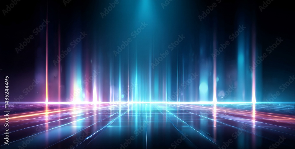 Obraz premium Abstract Neon Light Futuristic Floor
