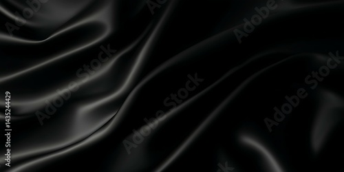 Wallpaper Mural Closeup View of Black Satin Fabric Texture Torontodigital.ca