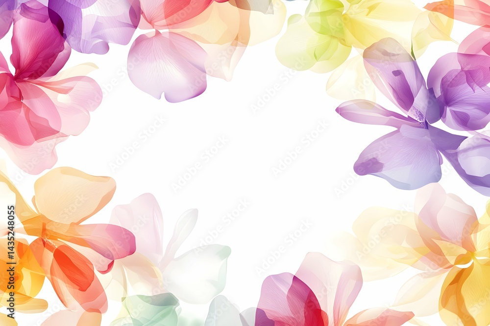 Obraz premium Elegant petal frame template ideal for invitations, announcements, or artistic displays celebrating nature.