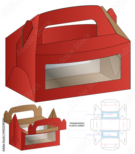 Red Food Packaging Box Dieline Blueprint Template