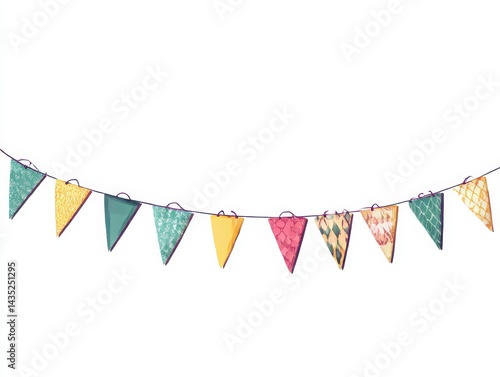 Colorful triangle flags decoration on white background