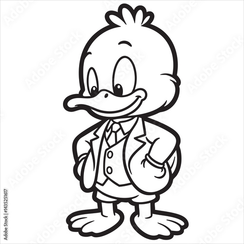 Dapper duckling stands smartly dressed