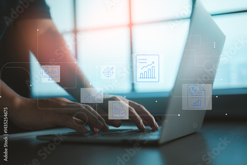 Modern business operations integrating data visualization and performance tracking through digital tools.