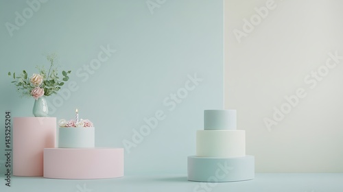 Wallpaper Mural Pastel Cake  Flowers Studio Shot. Torontodigital.ca