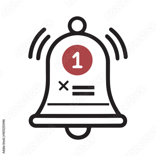 Notification Bell Icon with Alert Symbol and Mathematical Equation