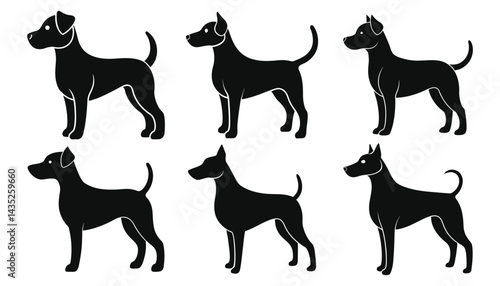 Cute Dog Puppy Silhouette on White Background