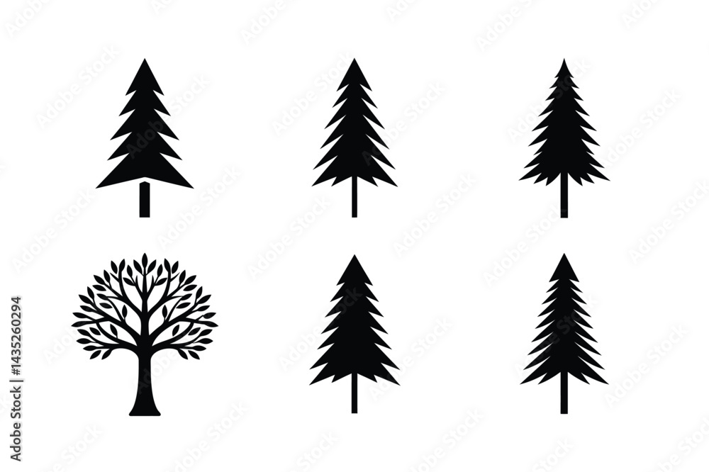 Fototapeta premium Flat Design Forest Tree Elements