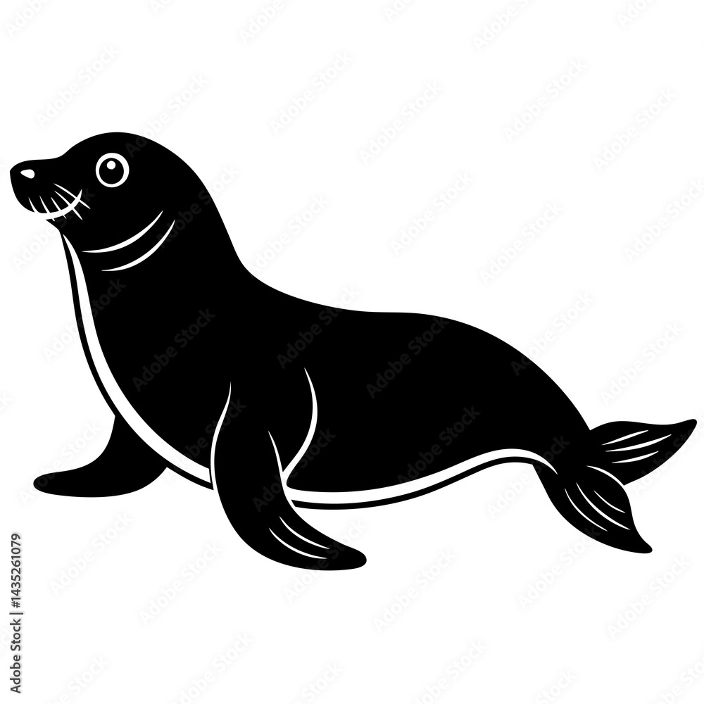hawaiian monk seal vector black silhouette hawaiian monk seal vector black silhouette