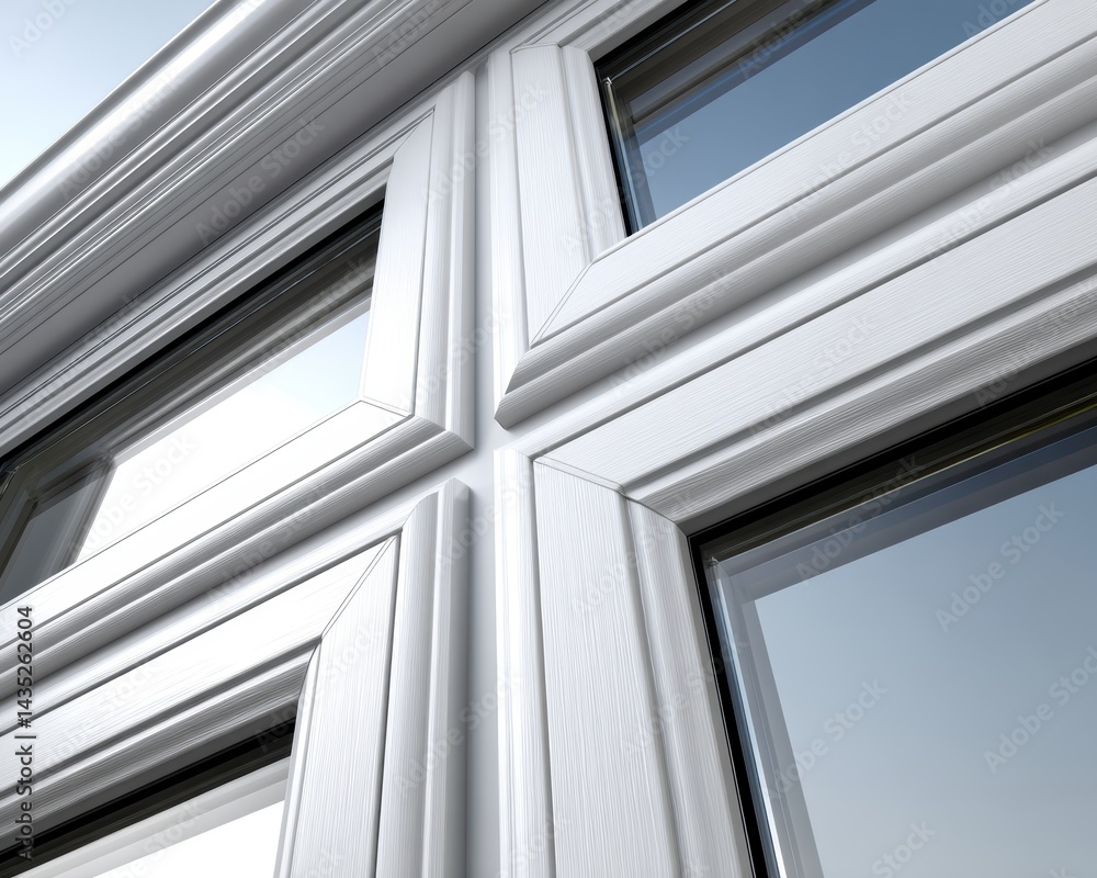 Obraz premium Closed PVC window, slightly tilted, showcasing clean lines, crisp apartment detail - closed simple clear