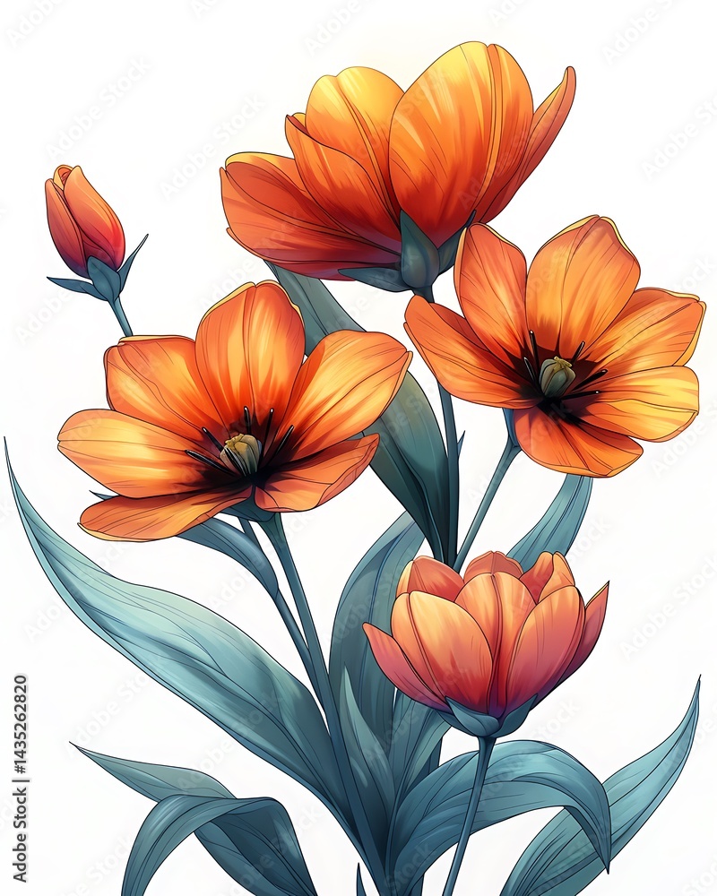 Fototapeta premium Marigold flower sketch style high resolution picture