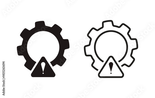 Troubleshoot filled and line vector icons set. Troubleshoot icons