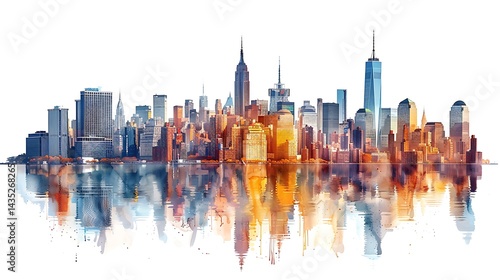 New york skyline reflection high resolution picture