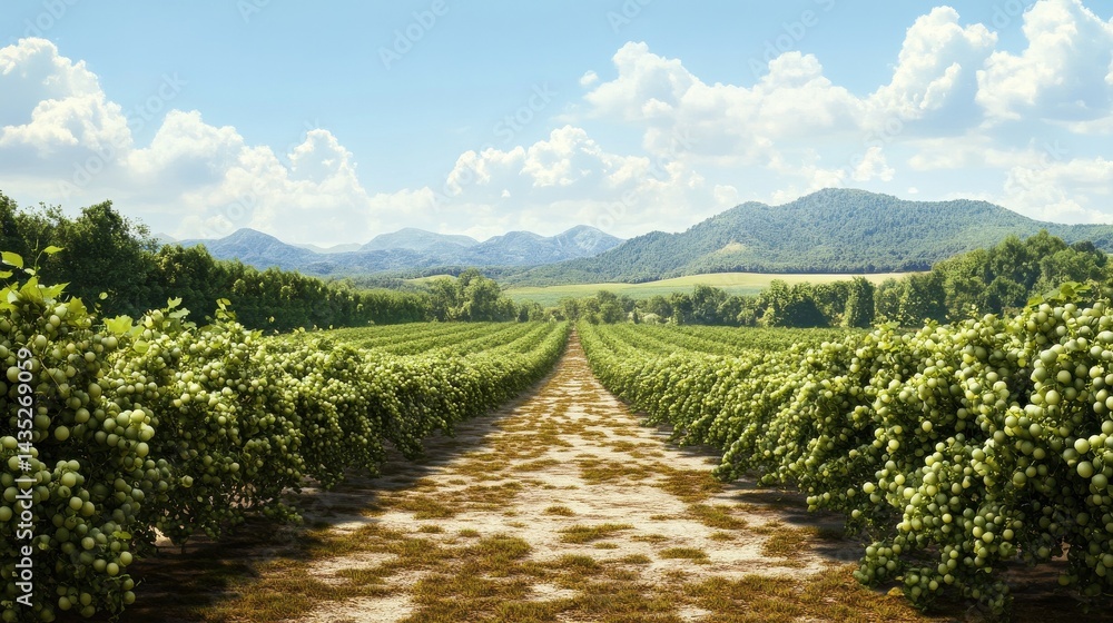 Naklejka premium level lines of currants plantation, natural fruit products.