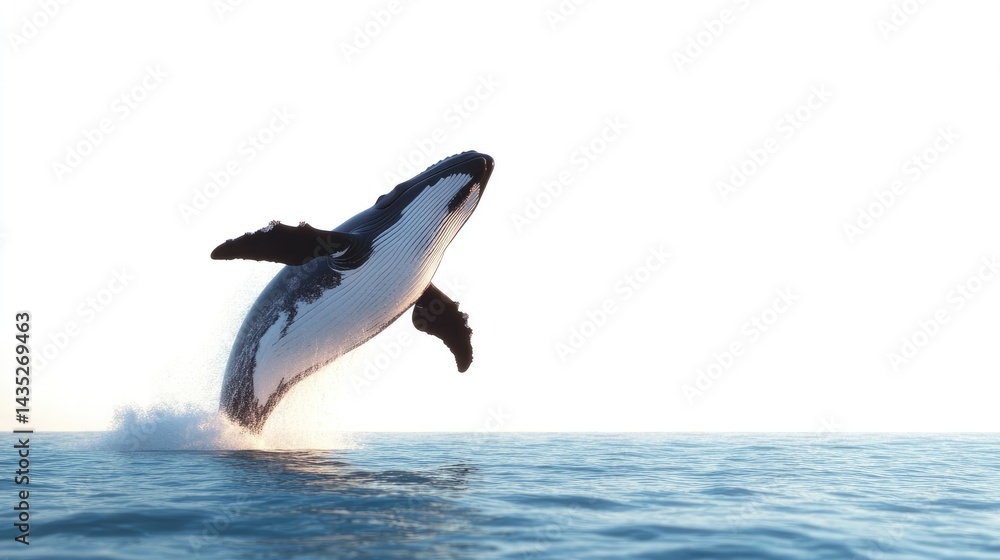 Naklejka premium Whale leaping out of the ocean