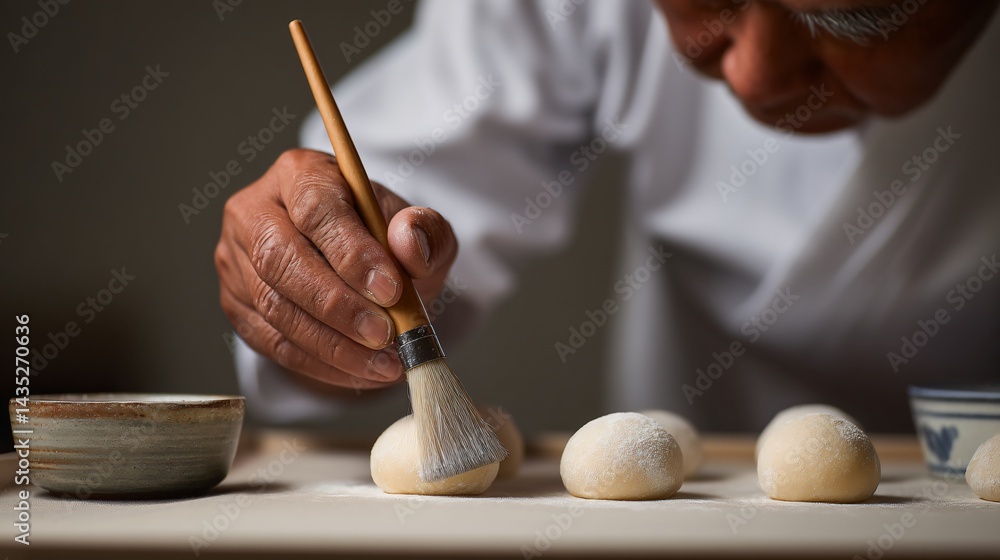 Artisan confectioner preparing delicate treats in quiet workshop close-up focus on final touches