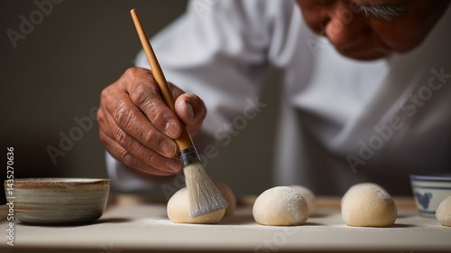 Obraz na płótnie Artisan confectioner preparing delicate treats in quiet workshop close-up focus on final touches w salonie