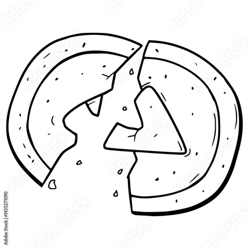 broken dalgona candy with spades illustration hand drawn outline vector