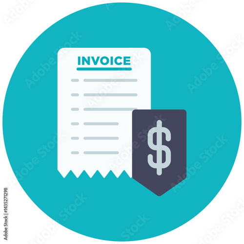 invoice flat icon with dollar sign, representing financial transaction