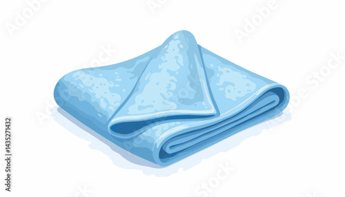 Soft blue blanket folded on a white background  