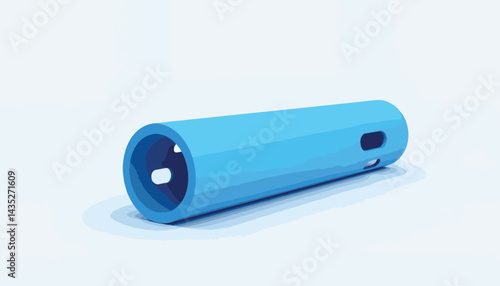 Blue cylindrical object on a minimalistic background  