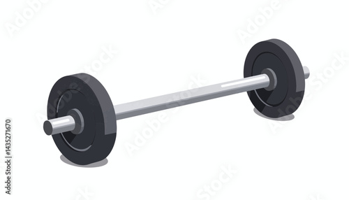 Barbell with weights on a white background  