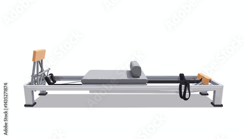 Pilates reformer equipment modern design isolated on white background  