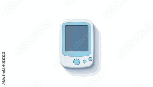 Digital device illustration with a blue screen on a white background  