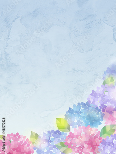 紫陽花の水彩風イラスト、背景素材