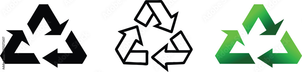 Recycling Symbol Variations Design Vector Illustration Reuse and reduce icons isolated on white background Recycling Symbol Variations Design Vector Illustration Reuse and reduce icons isolated on white background