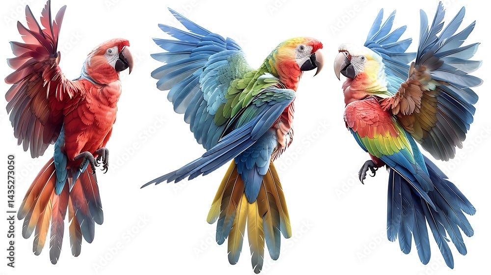 Fototapeta premium Rainbow parrot feathers spread high resolution picture