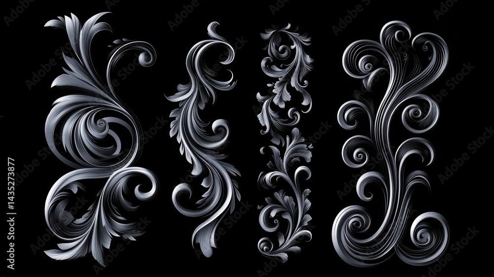 Swirl ornament stroke. Ornamental curls, swirls divider and filigree ornaments vector illustration set Swirl ornament stroke. Ornamental curls, swirls divider and filigree ornaments vector illustration set