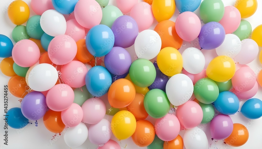 A cheerful collection of colorful balloons in an eye-catching and festive arrangement. A cheerful collection of colorful balloons in an eye-catching and festive arrangement.